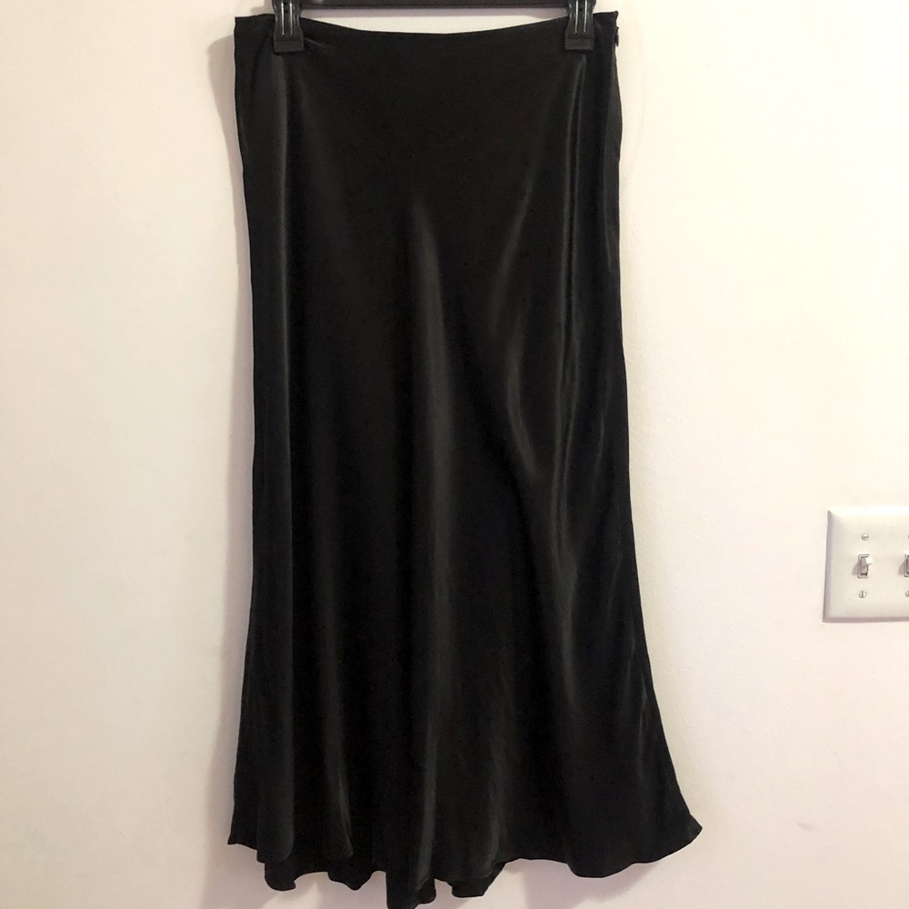 Zara black satin midi skirt